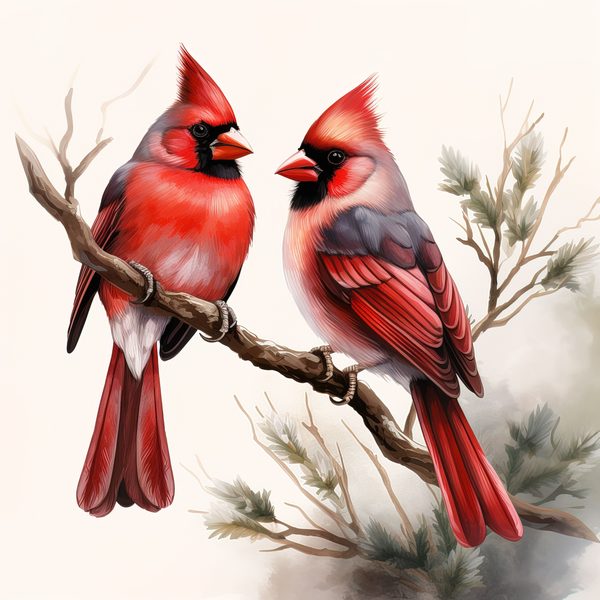Watercolor Red Cardinal Bird Clipart: Nature-Inspired Art (JPG, PNG) — image 9