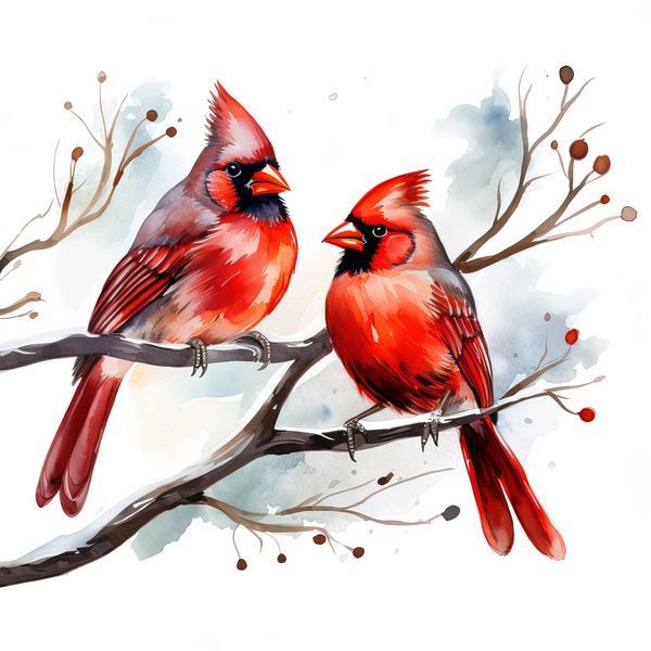 Watercolor Red Cardinal Bird Clipart: Nature-Inspired Art (JPG, PNG) — image 11