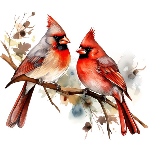 Watercolor Red Cardinal Bird Clipart: Nature-Inspired Art (JPG, PNG) — image 13