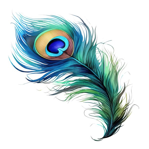 Watercolor Peacock Feather Clipart: PNG, JPG, Commercial Use — image 2
