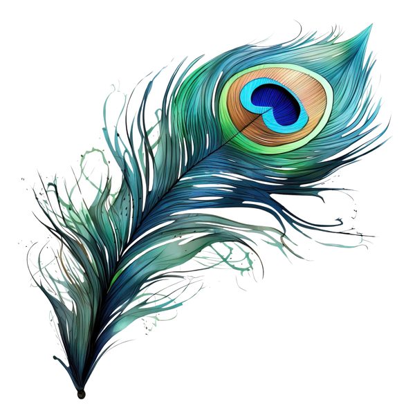 Watercolor Peacock Feather Clipart: PNG, JPG, Commercial Use — image 3