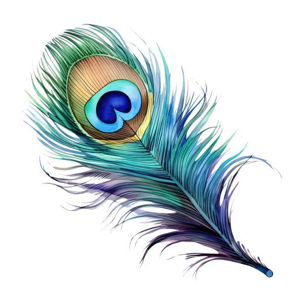 Watercolor Peacock Feather Clipart: PNG, JPG, Commercial Use — image 6