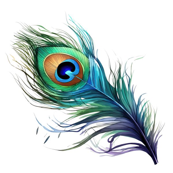 Watercolor Peacock Feather Clipart: PNG, JPG, Commercial Use — image 8