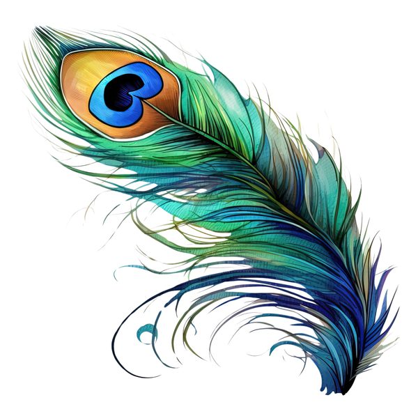 Watercolor Peacock Feather Clipart: PNG, JPG, Commercial Use — image 12