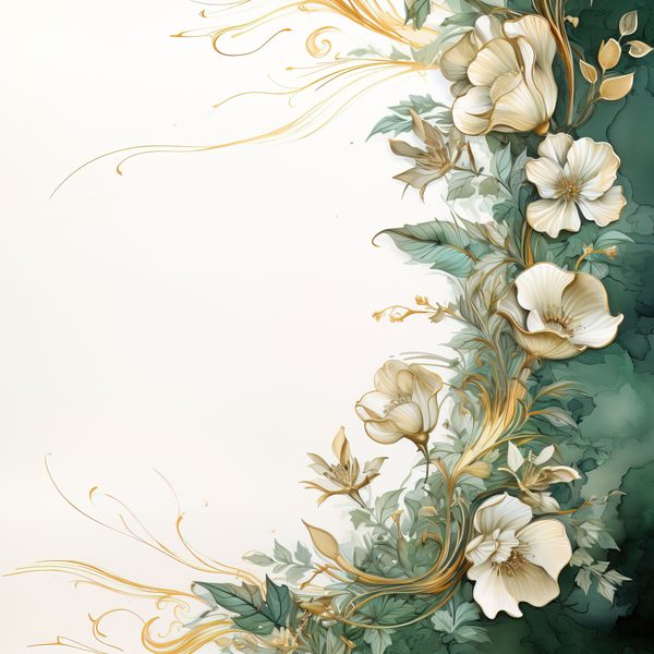 Emerald Floral Digital Paper: Watercolor Flower Graphics (JPG, 300 DPI) — image 1