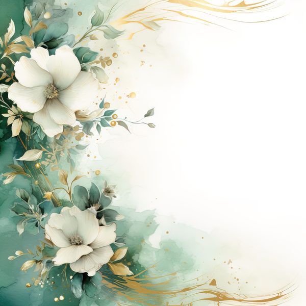 Emerald Floral Digital Paper: Watercolor Flower Graphics (JPG, 300 DPI) — image 2