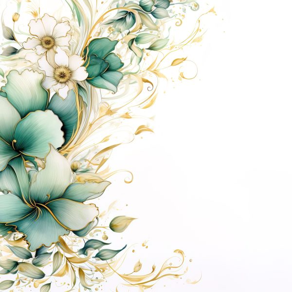 Emerald Floral Digital Paper: Watercolor Flower Graphics (JPG, 300 DPI) — image 6