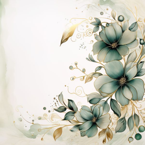 Emerald Floral Digital Paper: Watercolor Flower Graphics (JPG, 300 DPI) — image 7