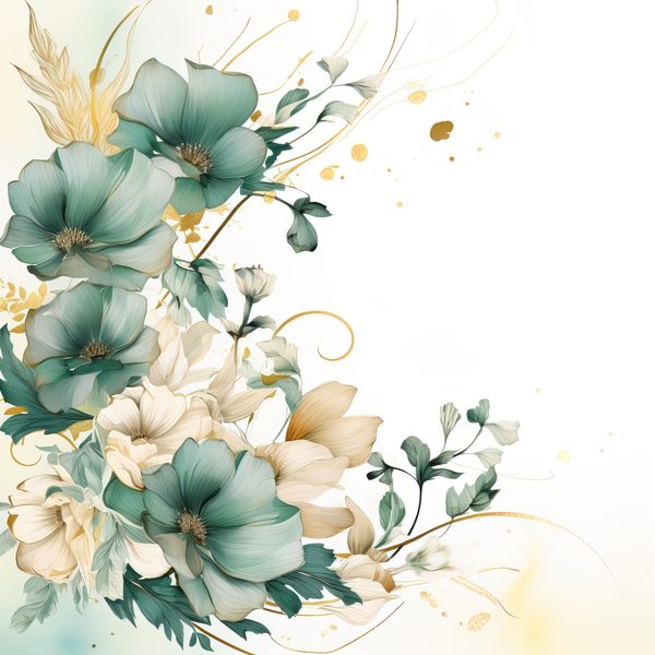 Emerald Floral Digital Paper: Watercolor Flower Graphics (JPG, 300 DPI) — image 9