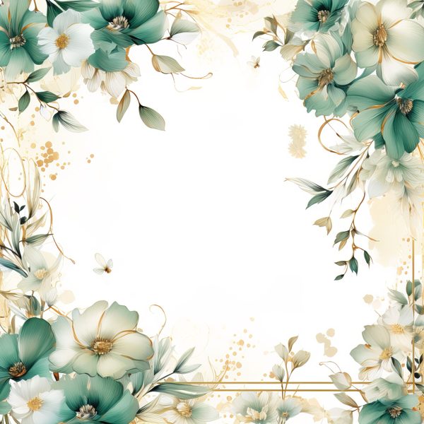 Emerald Floral Digital Paper: Watercolor Flower Graphics (JPG, 300 DPI) — image 10