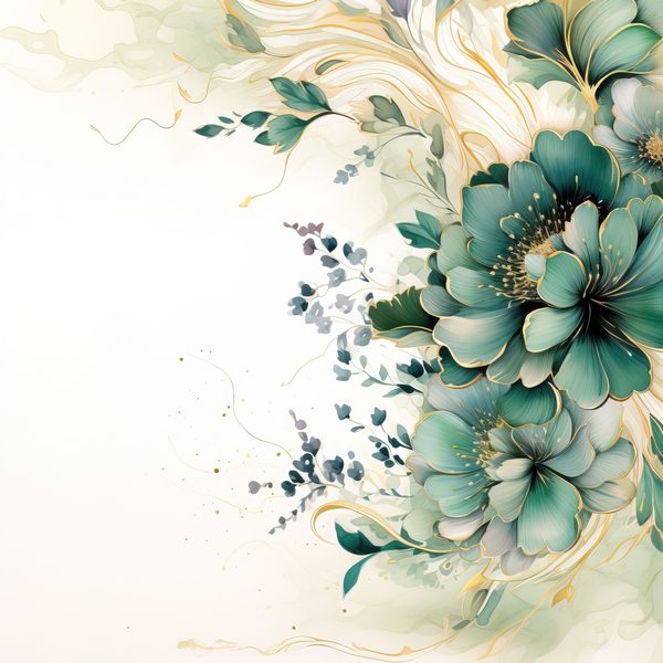 Emerald Floral Digital Paper: Watercolor Flower Graphics (JPG, 300 DPI) — image 13