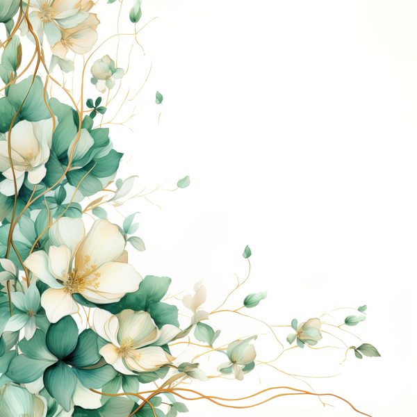 Emerald Floral Digital Paper: Watercolor Flower Graphics (JPG, 300 DPI) — image 14