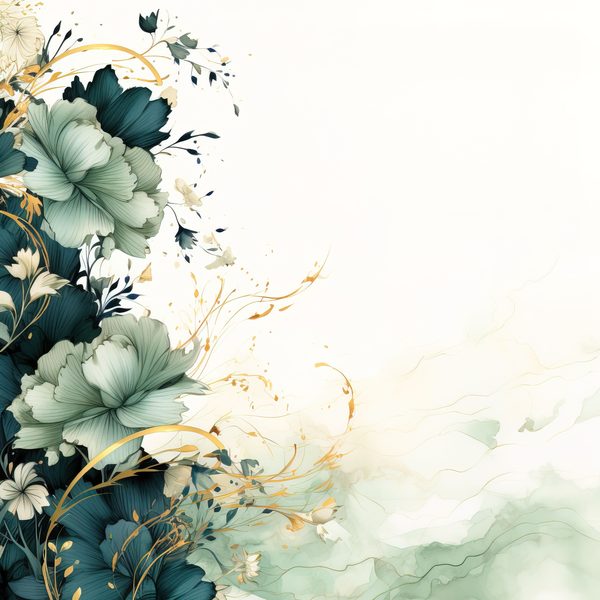 Emerald Navy Floral Digital Paper: Watercolor Flower Graphics (300 DPI JPG) — image 9