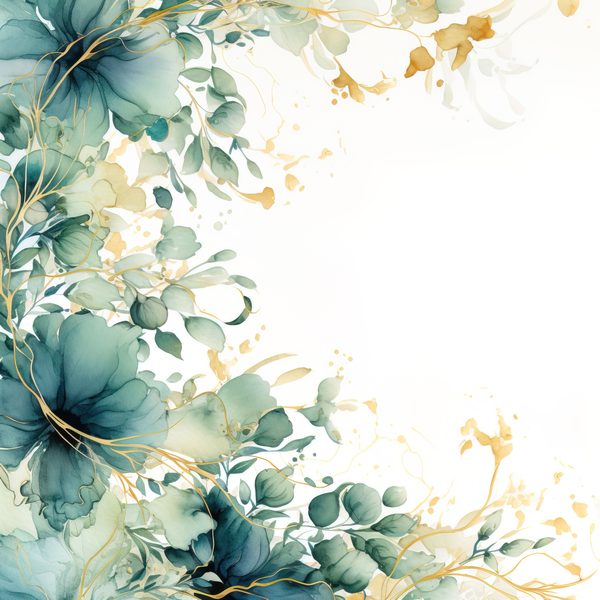 Emerald Navy Floral Digital Paper: Watercolor Flower Graphics (300 DPI JPG) — image 16