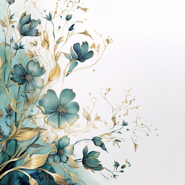Emerald Navy Floral Digital Paper: Watercolor Flower Graphics (300 DPI JPG) — image 17
