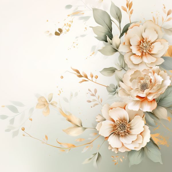 Peach & Sage Floral Digital Paper: Watercolor Flower Graphics (300 DPI JPG) — image 1
