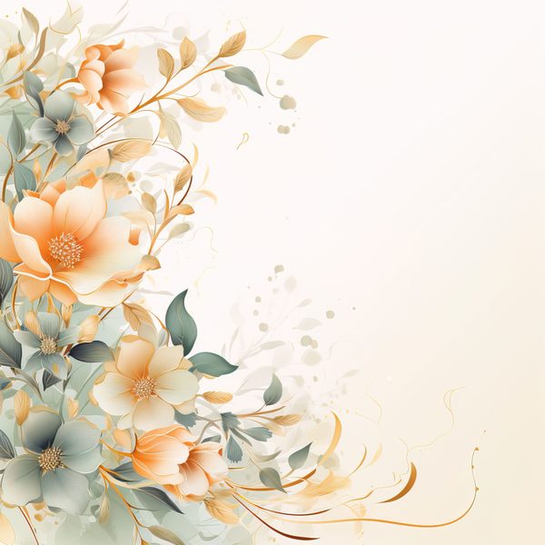 Peach & Sage Floral Digital Paper: Watercolor Flower Graphics (300 DPI JPG) — image 2