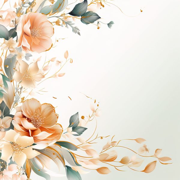 Peach & Sage Floral Digital Paper: Watercolor Flower Graphics (300 DPI JPG) — image 3