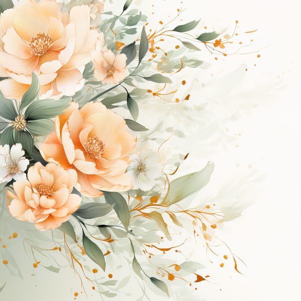 Peach & Sage Floral Digital Paper: Watercolor Flower Graphics (300 DPI JPG) — image 8