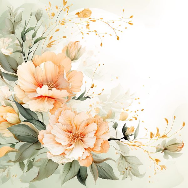 Peach & Sage Floral Digital Paper: Watercolor Flower Graphics (300 DPI JPG) — image 9