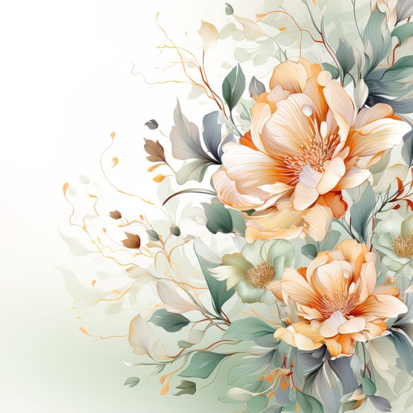 Peach & Sage Floral Digital Paper: Watercolor Flower Graphics (300 DPI JPG) — image 12