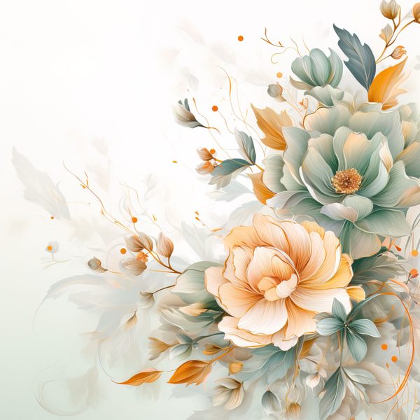Peach & Sage Floral Digital Paper: Watercolor Flower Graphics (300 DPI JPG) — image 13
