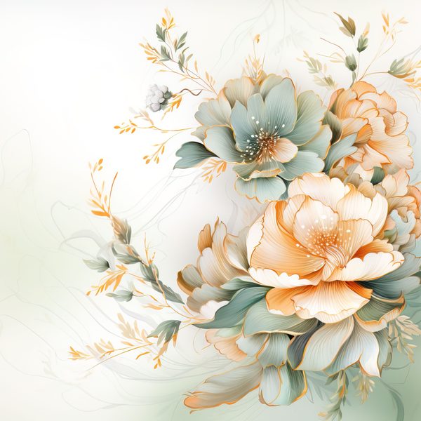 Peach & Sage Floral Digital Paper: Watercolor Flower Graphics (300 DPI JPG) — image 14