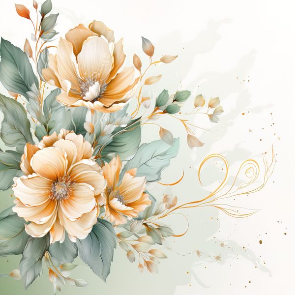 Peach & Sage Floral Digital Paper: Watercolor Flower Graphics (300 DPI JPG) — image 15