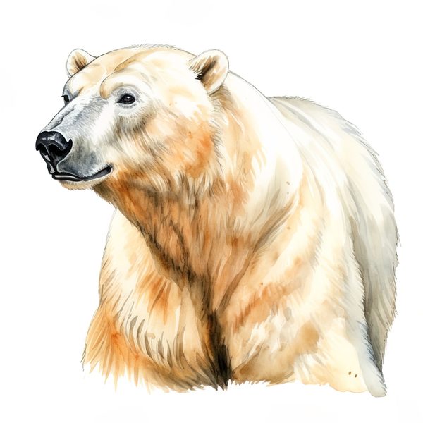 Watercolor Polar Bear Clipart, Animal PNG JPG (Digital Download) — image 1