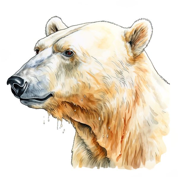 Watercolor Polar Bear Clipart, Animal PNG JPG (Digital Download) — image 3