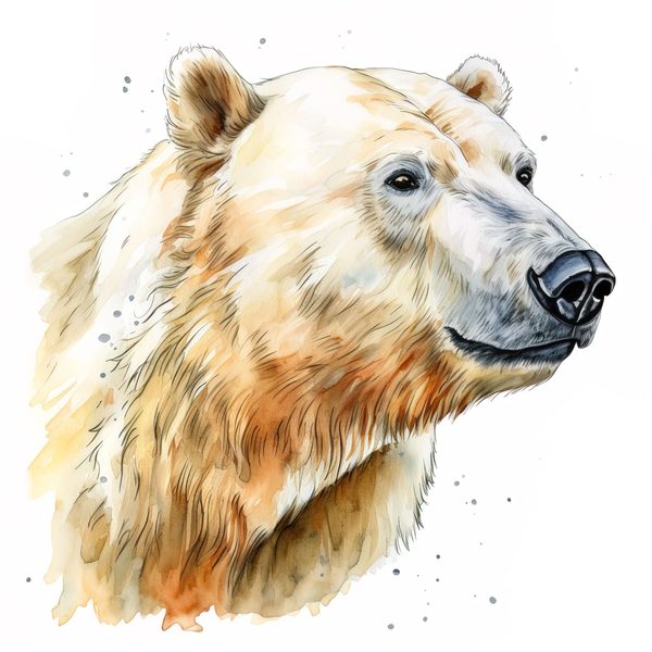 Watercolor Polar Bear Clipart, Animal PNG JPG (Digital Download) — image 7