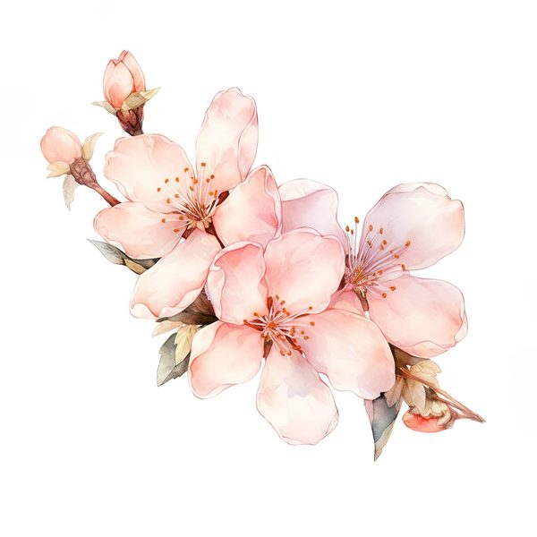 Watercolor Sakura Flowers Clipart: Pink Cherry Blossom Art (JPG, PNG) — image 5