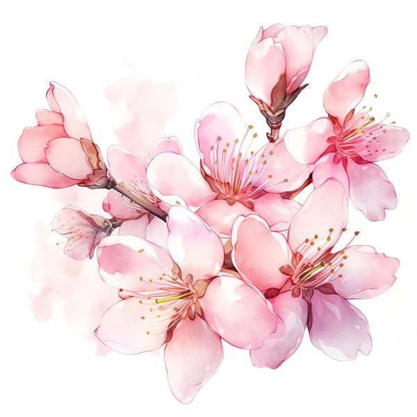 Watercolor Sakura Flowers Clipart: Pink Cherry Blossom Art (JPG, PNG) — image 9