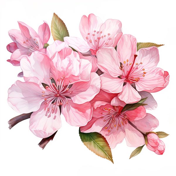 Watercolor Sakura Flowers Clipart: Pink Cherry Blossom Art (JPG, PNG) — image 11