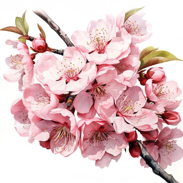 Watercolor Sakura Flowers Clipart: Pink Cherry Blossom Art (JPG, PNG) — image 12