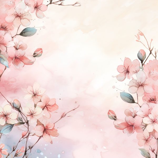 Watercolor Cherry Blossom Digital Paper: Sakura Art (300 DPI JPG) — image 1