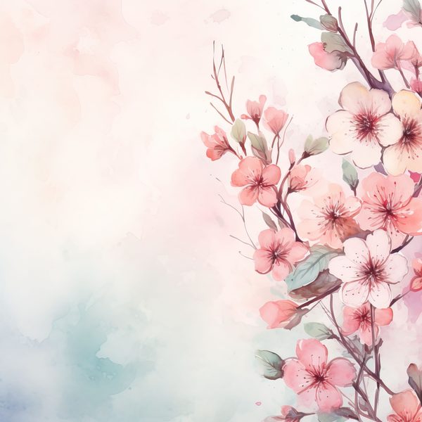 Watercolor Cherry Blossom Digital Paper: Sakura Art (300 DPI JPG) — image 2