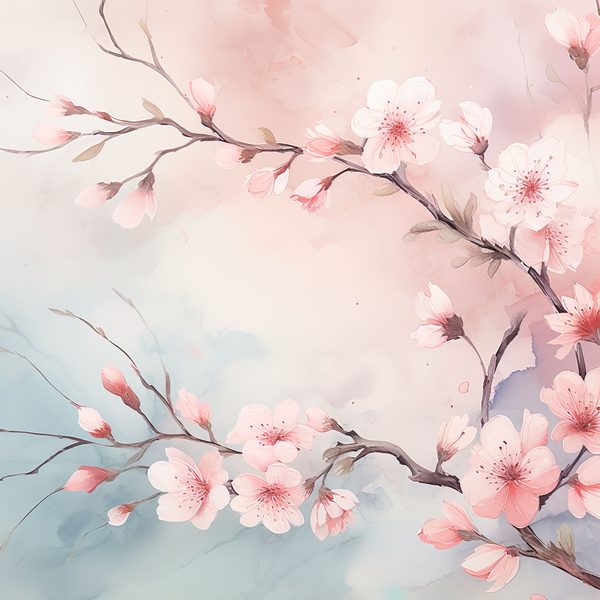 Watercolor Cherry Blossom Digital Paper: Sakura Art (300 DPI JPG) — image 12