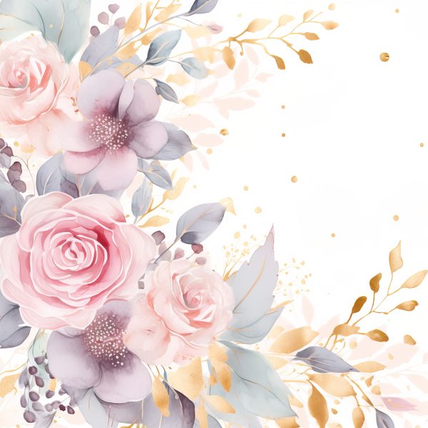 Pastel Pink Roses Digital Paper: Watercolor Floral Graphics (300 DPI JPG) — image 1