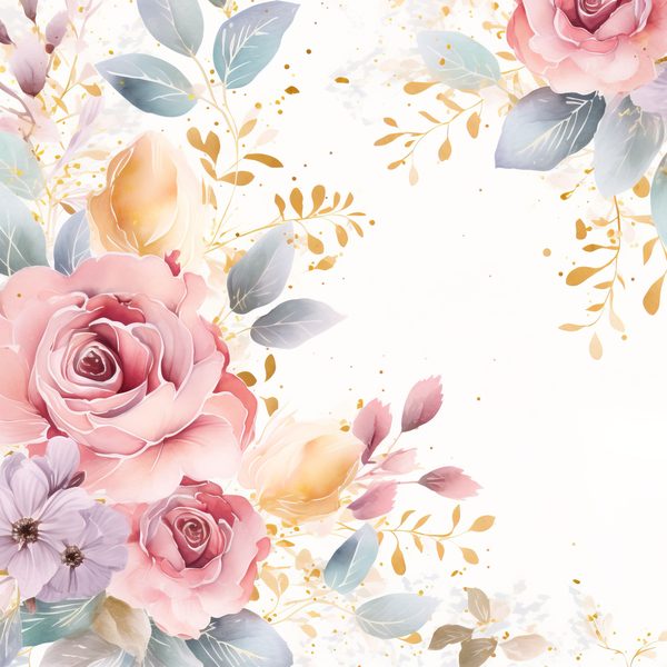 Pastel Pink Roses Digital Paper: Watercolor Floral Graphics (300 DPI JPG) — image 2