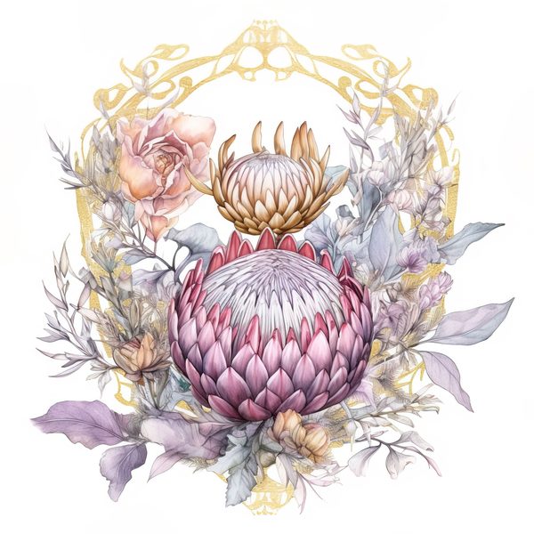 Watercolor Purple Protea Clipart Set: Transparent PNG Graphics (Commercial Use) — image 6