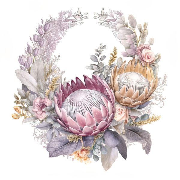 Watercolor Purple Protea Clipart Set: Transparent PNG Graphics (Commercial Use) — image 8