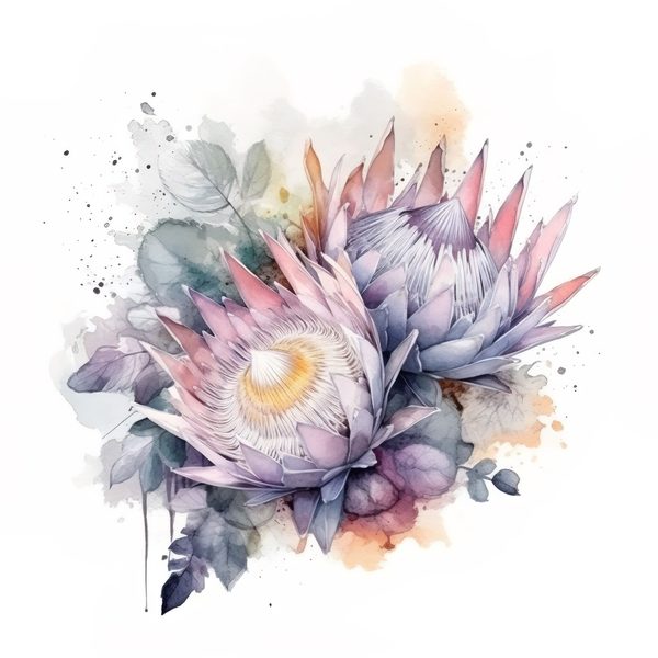 Watercolor Purple Protea Clipart Set: Transparent PNG Graphics (Commercial Use) — image 10