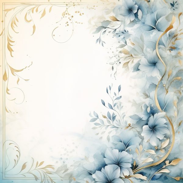 Dusty Blue Floral Digital Paper: Watercolor Flower Graphics (JPG, 300 DPI) — image 2
