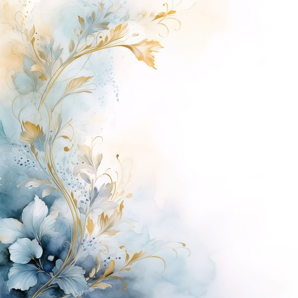 Dusty Blue Floral Digital Paper: Watercolor Flower Graphics (JPG, 300 DPI) — image 3