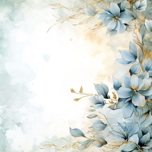 Dusty Blue Floral Digital Paper: Watercolor Flower Graphics (JPG, 300 DPI) — image 4
