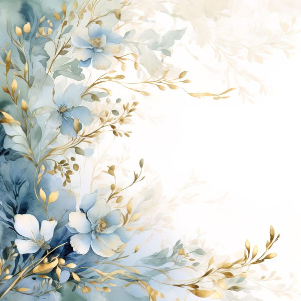 Dusty Blue Floral Digital Paper: Watercolor Flower Graphics (JPG, 300 DPI) — image 5
