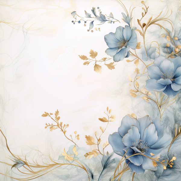 Dusty Blue Floral Digital Paper: Watercolor Flower Graphics (JPG, 300 DPI) — image 6