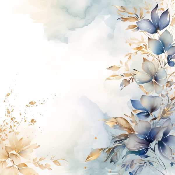 Dusty Blue Floral Digital Paper: Watercolor Flower Graphics (JPG, 300 DPI) — image 11