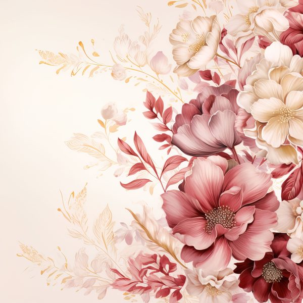 Floral Digital Paper: Maroon & Ivory Watercolor Flowers (300 DPI JPG) — image 4